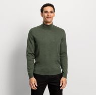 Maglione dolcevita verde olymp in lana merino extra fine