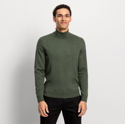 Maglione dolcevita verde olymp in lana merino extra fine