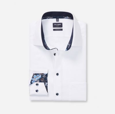 Camicia bianca olymp in cotone operato modern fit