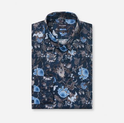 Olympic shirt in organic cotton with modern fit floral pattern