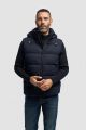 Gilet smanicato blu cavani con cappuccio staccabile