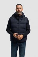 Gilet smanicato blu cavani con cappuccio staccabile