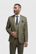 Green sage striped Cavani suit with vest