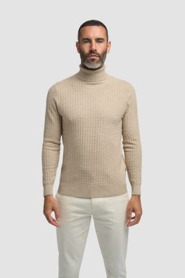 Beige turtleneck sweater cavani corn fabric