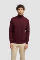 Burgundy turtleneck sweater Cavani with cable knit design.
