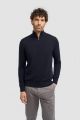 Lupetto con zip blu cavani lana e cotone