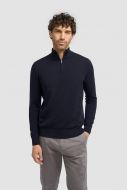 Lupetto con zip blu cavani lana e cotone