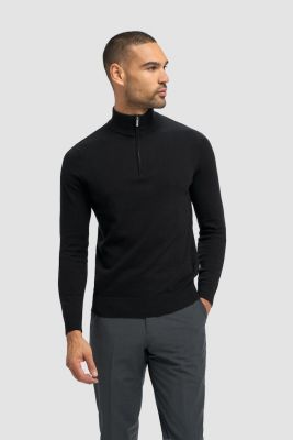 Lupetto con zip nero cavani lana e cotone