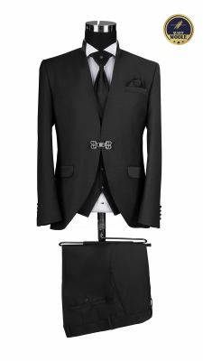 Black groom's suit with korean collar