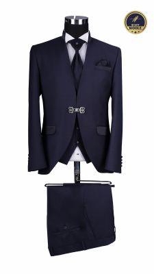 Blue groom's suit with korean collar