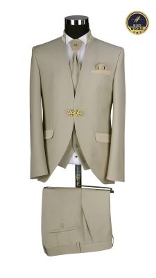 Beige groom's suit with korean collar