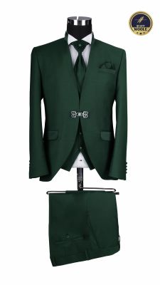 Green groom's suit with korean-style collar