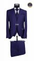 Navy blue wedding suit with a korean collar