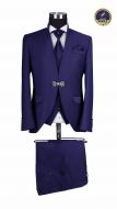 Navy blue wedding suit with a korean collar