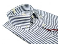 Camicia pancaldi regular fit a righe blu collo button down