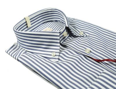 Camicia pancaldi regular fit a righe blu collo button down