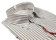 Camicia pancaldi regular fit a righe marrone collo button down