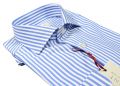 Camicia pancaldi slim fit collo francese a righe azzurro