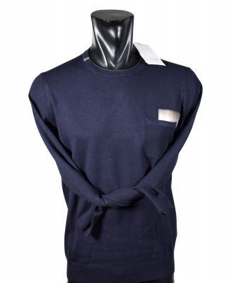 Blue crew neck sweater by pyke studio with pocket
