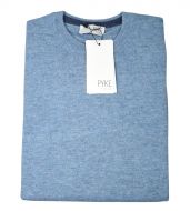 Crew neck in light blue lambswool pyke studio modern fit