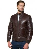 Brown aged calf leather jacket talents
