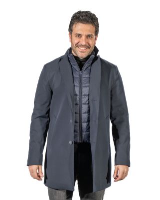 Trench blu adimari con pettorina anti vento staccabile
