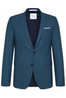 Abito slim fit digel verde petrolio misto lana bi-stretch