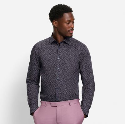 Olymp shirt with geometric pattern slim fit pure cotton easy iron