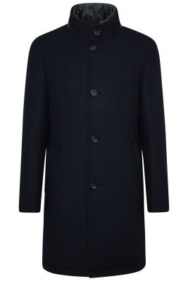 Blue digel coat with korean collar modern fit wool blend