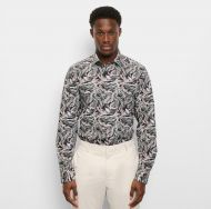 Camicia olymp slim fit fantasia geometrica bordeaux puro cotone