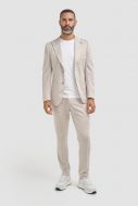 Beige herringbone jersey Cavani trousers slim fit