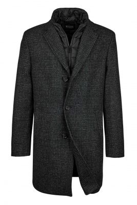 Cappotto a quadri nero digel con pettorina antivento staccabile