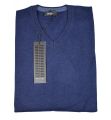 Blue V-neck pullover in lambswool by Pyke Studio