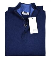 Lupetto blu con bottoni e zip misto cashmere pyke studio