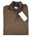 Brown sweater with buttons and zip mixed cashmere pyke studio