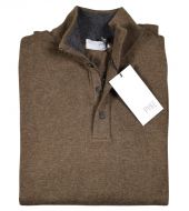 Brown sweater with buttons and zip mixed cashmere pyke studio