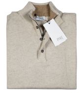 Lupetto beige con bottoni e zip misto cashmere pyke studio