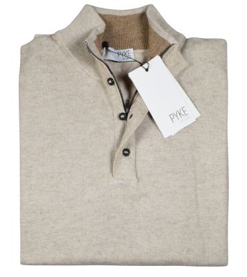 Beige sweater with buttons and zip mixed cashmere pyke studio