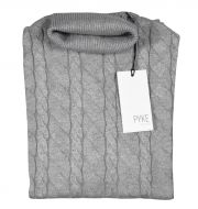 Gray cable-knit turtleneck sweater by pyke studio in viscose