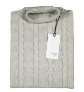 Taupe braided turtleneck sweater by pyke studio in viscose