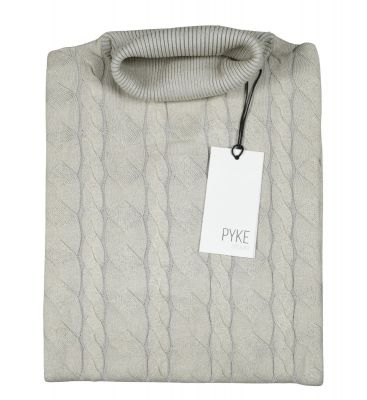 Taupe braided turtleneck sweater by pyke studio in viscose