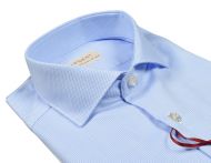 Light blue shirt with micro pattern pancaldi slim fit french collar