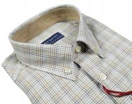 Beige plaid shirt Pancaldi regular fit in brushed flannel