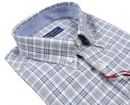 Gray plaid pancaldi regular fit shirt in brushed flannel