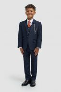 Boys' blue checked cavani suit with vest