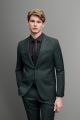 Dark green slim fit wool stretch suit jacket