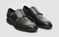 Leather cavani shoe with double buckle
