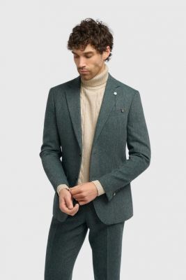 Green herringbone tweed jacket by Cavani