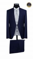 Baggi navy blue groom's suit with a mandarin collar