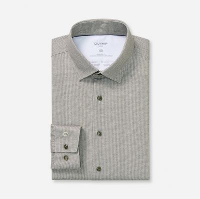 Olymp shirt in gray-green plaid dynamic flex jersey